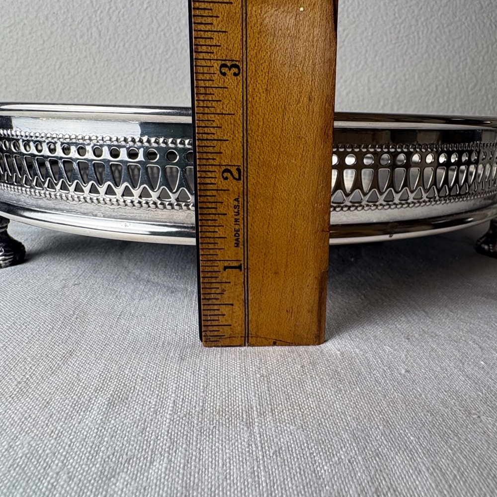 MCM Footed Bar / Vanity Tray - Silver Plate w/ Black Inset - XLNT Vintage Cond. - Picture 13 of 13